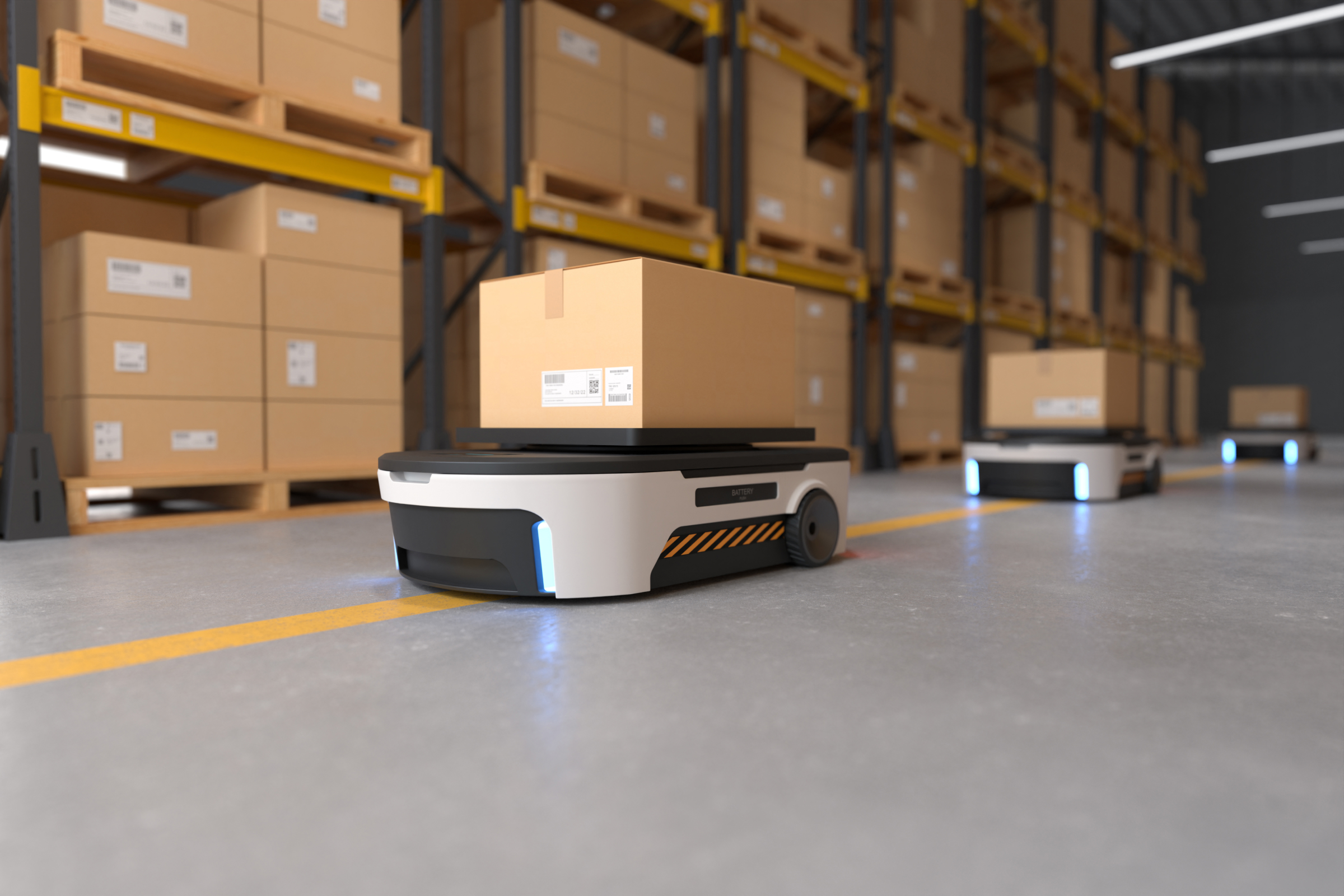 Robot transportujący paczki w zautomatyzowanym magazynie – przykład zastosowania Automate Your Warehouse